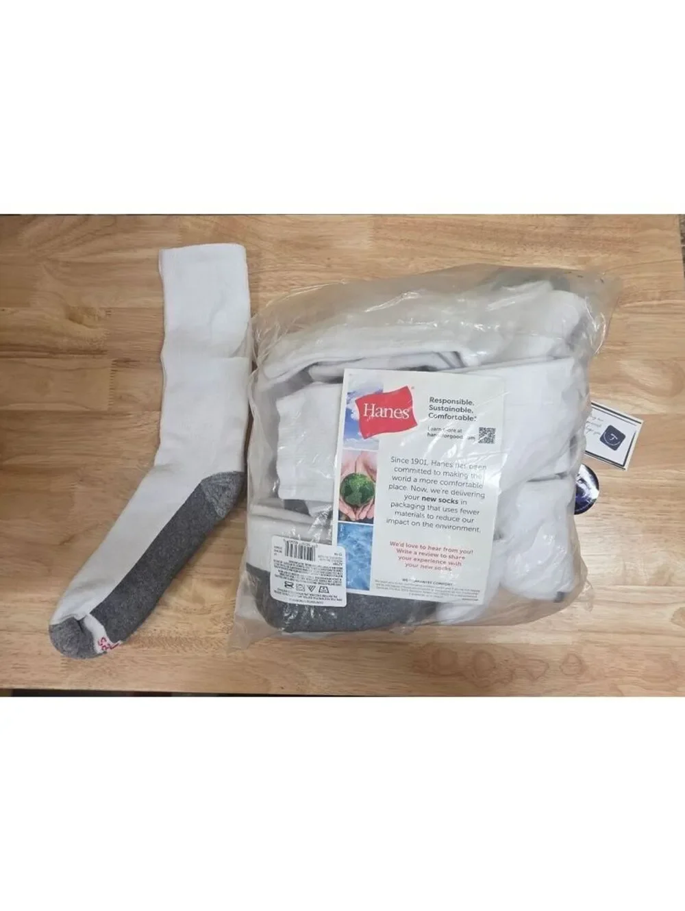 HANES MEN’S MAX CUSHIONED CREW SOCKS MOISTURE WICKING ODOR CONTROL SIZE 12‑14